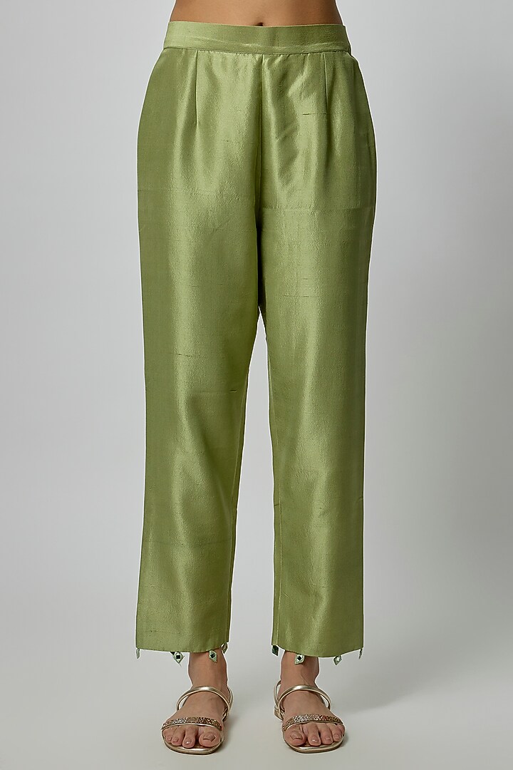 Green Silk Kurta Set by Archana Shah at Pernia's Pop Up Shop