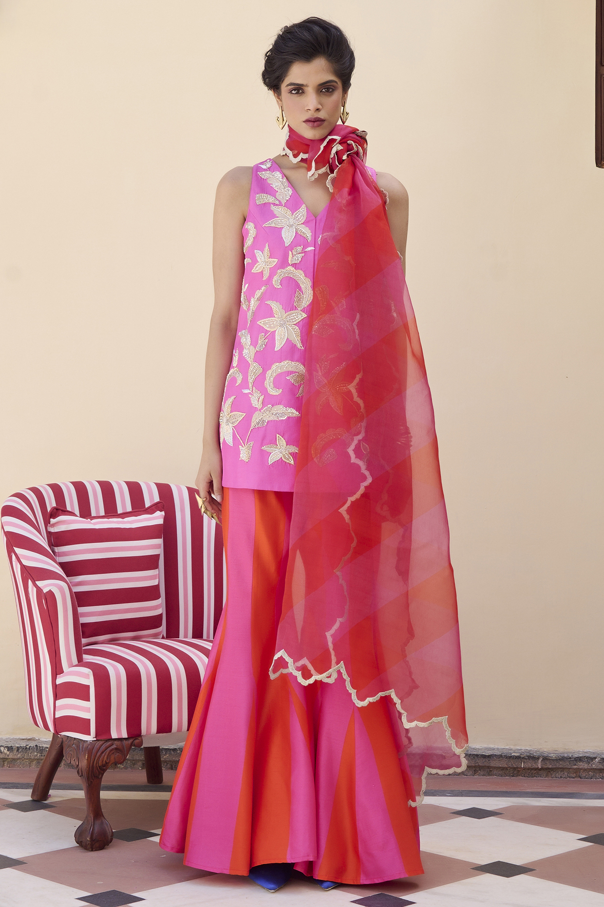 Pink Silk Wedding Sharara Set by Archana Shah at Pernia's Pop Up Shop
