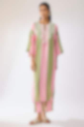 Multi-Colored Silk Blend Embroidered Kurta Set by Archana Shah at Pernia's Pop Up Shop