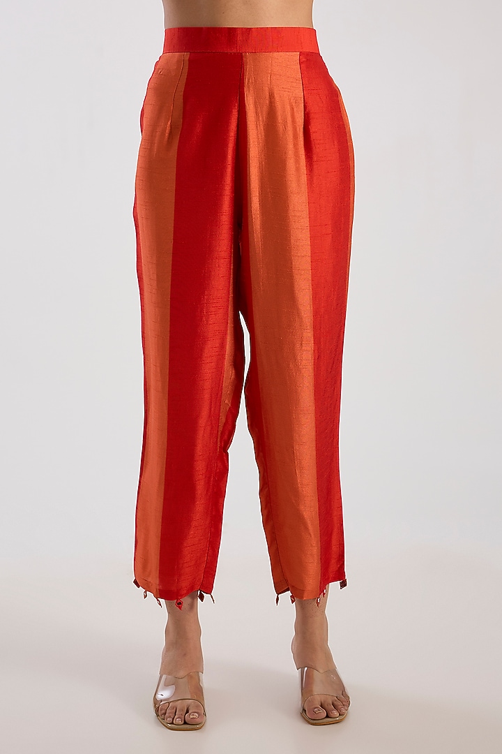 Rust Chanderi Short Kaftan Set by Archana Shah at Pernia's Pop Up Shop