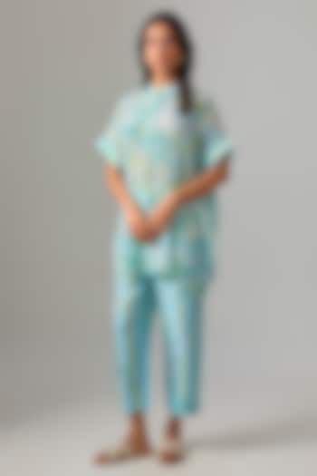 Mint Crepe Silk Printed Co-Ord Set by Archana Shah at Pernia's Pop Up Shop