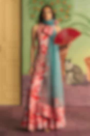 Apricot Red Silk Wedding Sharara Set by Archana Shah at Pernia's Pop Up Shop