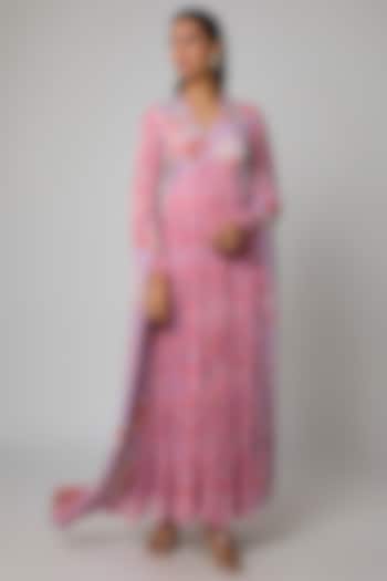 Lavender Chiffon Party Wear Anarkali Set by Archana Shah at Pernia's Pop Up Shop