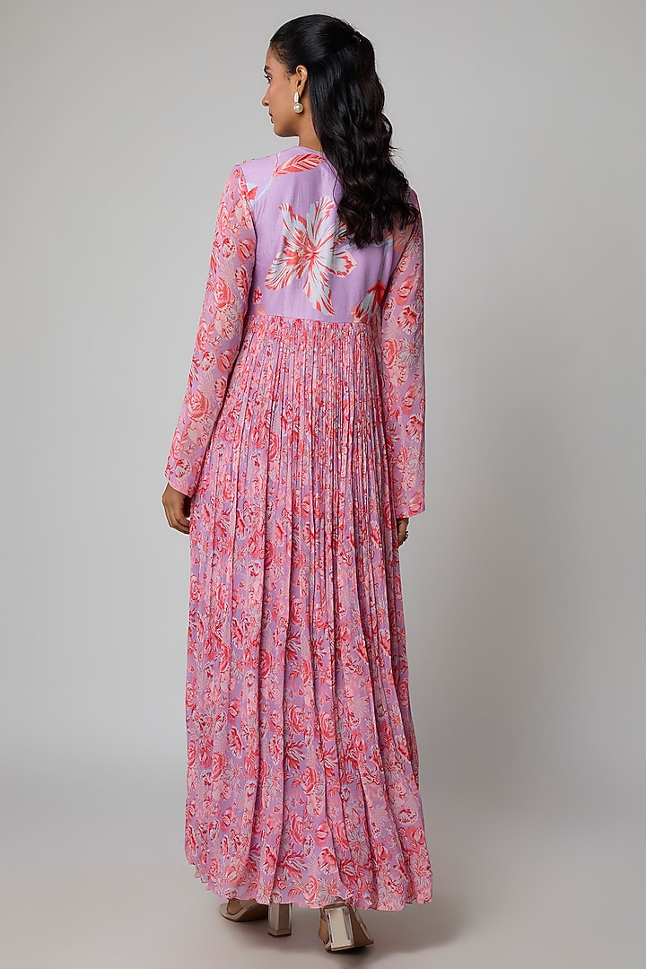 Lavender Chiffon Party Wear Anarkali Set by Archana Shah at Pernia's Pop Up Shop