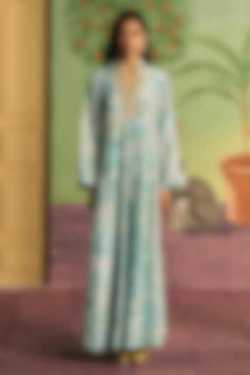 Mint Green Silk Kaftan by Archana Shah at Pernia's Pop Up Shop