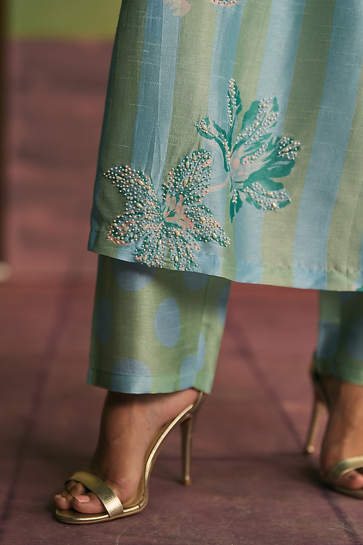 Mint Green Silk Kurta Set by Archana Shah at Pernia's Pop Up Shop