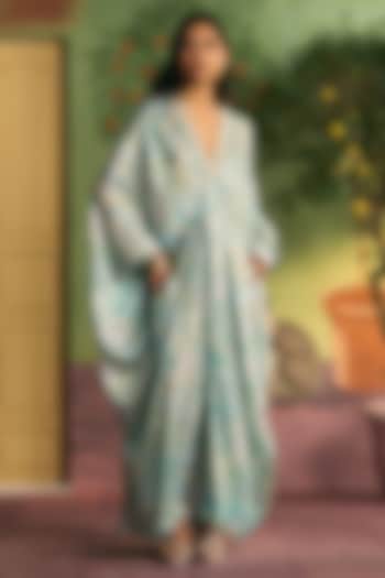 Mint Green Satin Kaftan by Archana Shah at Pernia's Pop Up Shop