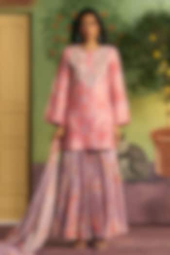 Lavender Silk Party Wear Sharara Set by Archana Shah at Pernia's Pop Up Shop