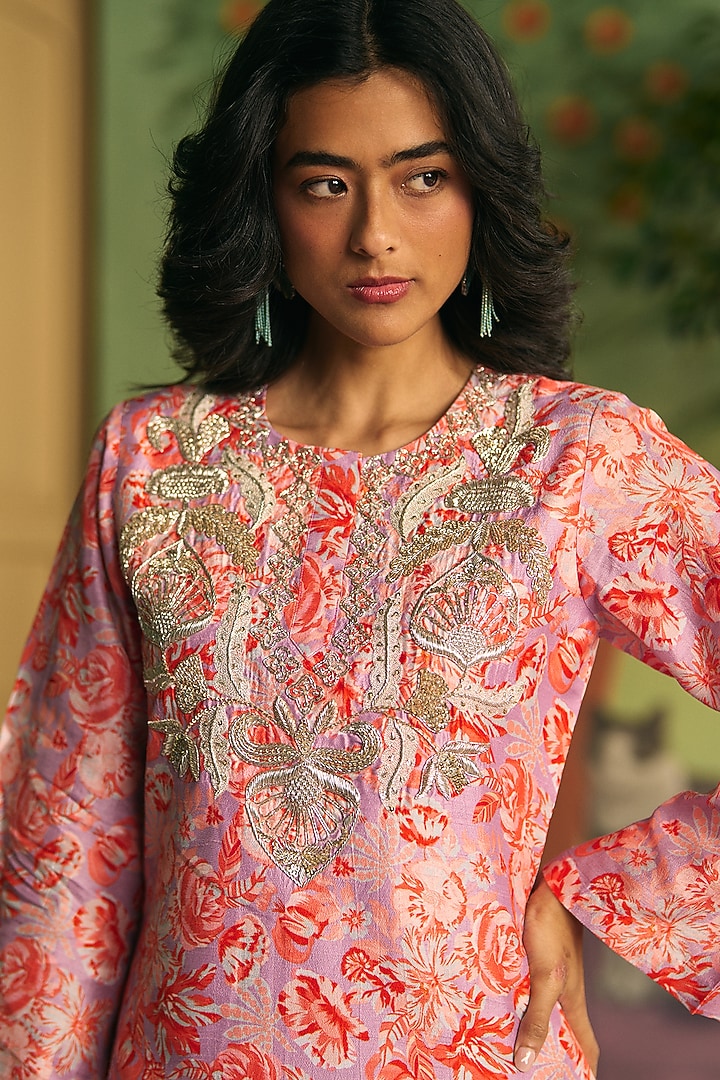 Lavender Silk Party Wear Sharara Set by Archana Shah at Pernia's Pop Up Shop