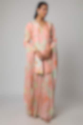 Peach Bemberg Silk Wedding Sharara Set by Archana Shah at Pernia's Pop Up Shop
