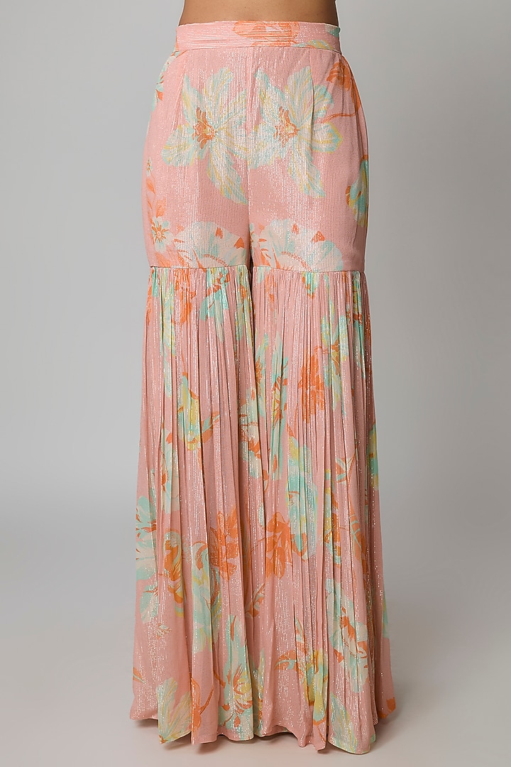 Peach Bemberg Silk Wedding Sharara Set by Archana Shah at Pernia's Pop Up Shop