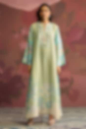 Mint Green Silk Kaftan by Archana Shah at Pernia's Pop Up Shop
