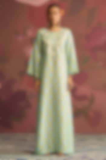 Mint Green Silk Kaftan by Archana Shah at Pernia's Pop Up Shop