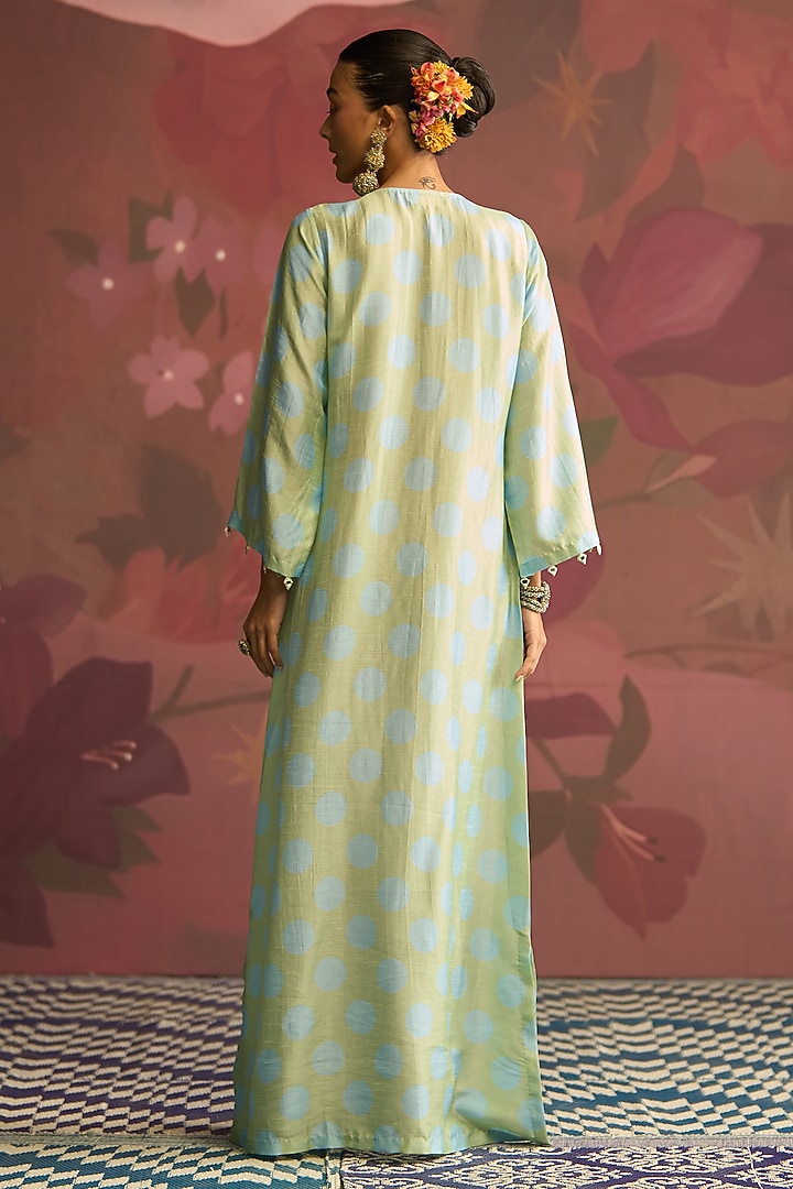 Mint Green Silk Kaftan by Archana Shah at Pernia's Pop Up Shop