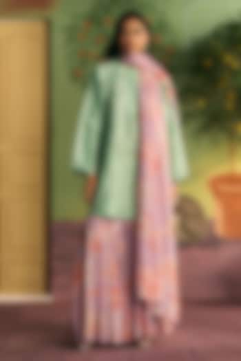 Mint Green Silk Kurta Set by Archana Shah at Pernia's Pop Up Shop