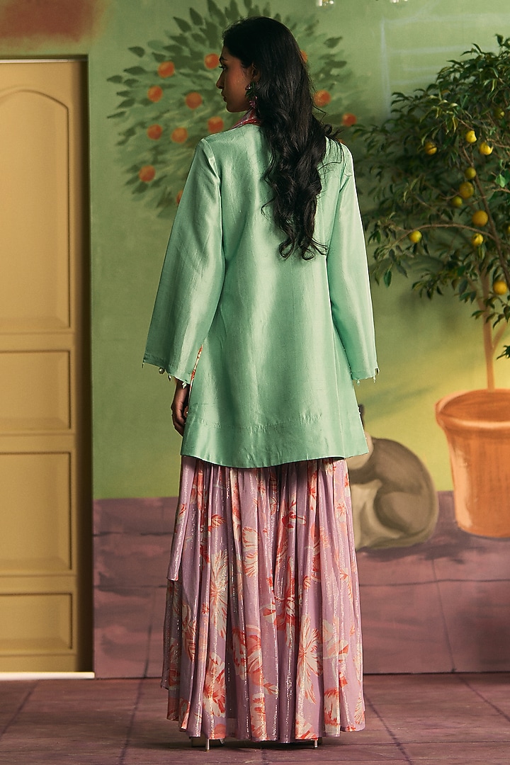 Mint Green Silk Kurta Set by Archana Shah at Pernia's Pop Up Shop