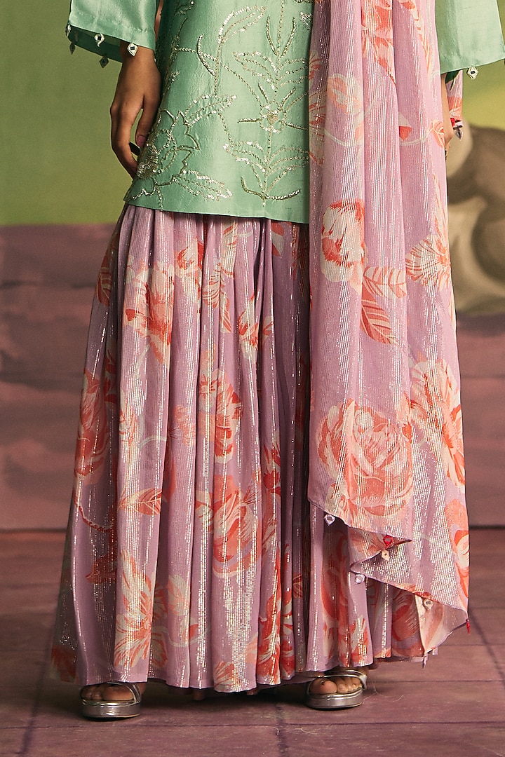 Mint Green Silk Kurta Set by Archana Shah at Pernia's Pop Up Shop