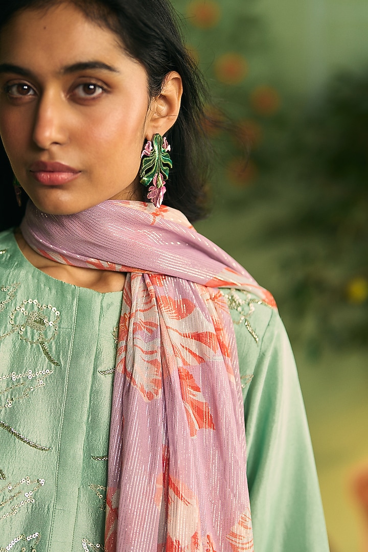 Mint Green Silk Kurta Set by Archana Shah at Pernia's Pop Up Shop
