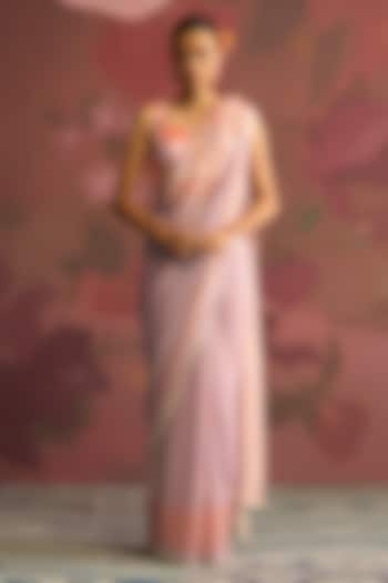 Lavender Georgette Shimmer Draped Wedding Saree Set by Archana Shah at Pernia's Pop Up Shop