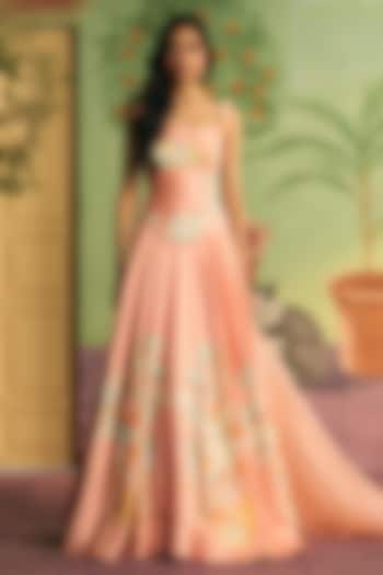 Apricot Silk Wedding Lehenga Set by Archana Shah at Pernia's Pop Up Shop
