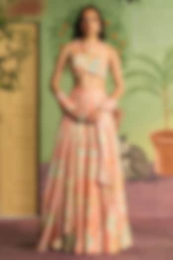 Apricot Silk Wedding Lehenga Set by Archana Shah at Pernia's Pop Up Shop