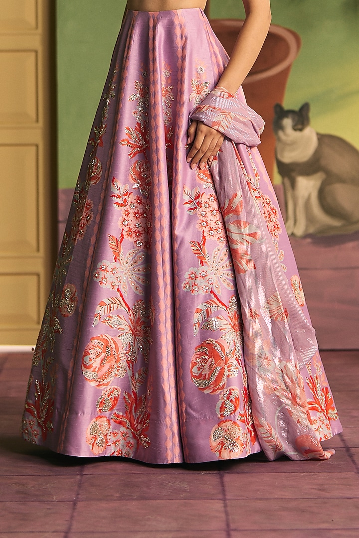 Lilac Silk Wedding Lehenga Set by Archana Shah at Pernia's Pop Up Shop