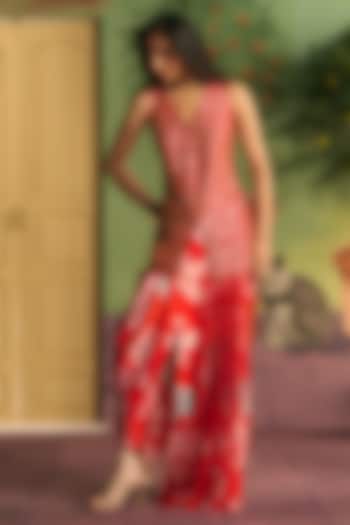 Crimson Satin Skirt Set by Archana Shah at Pernia's Pop Up Shop