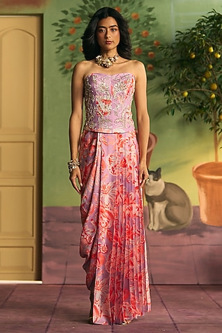 Crimson Sain Skirt Set by Archana Shah