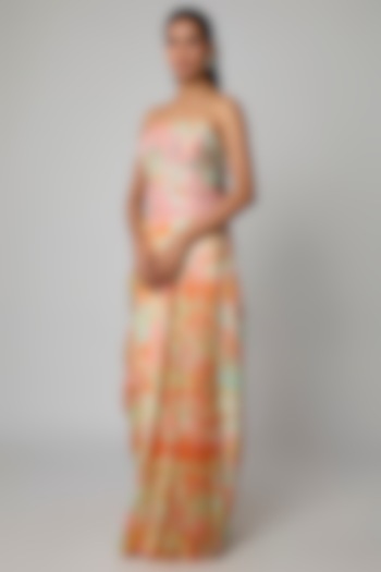 Peach Satin Silk Skirt Set by Archana Shah at Pernia's Pop Up Shop