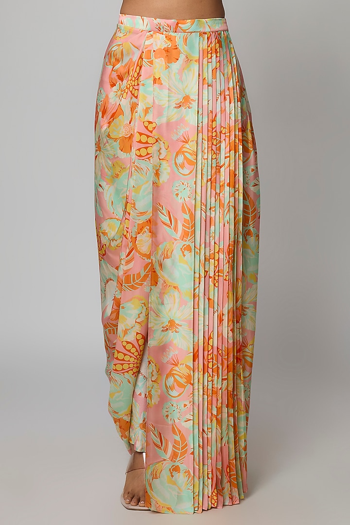 Peach Satin Silk Skirt Set by Archana Shah at Pernia's Pop Up Shop