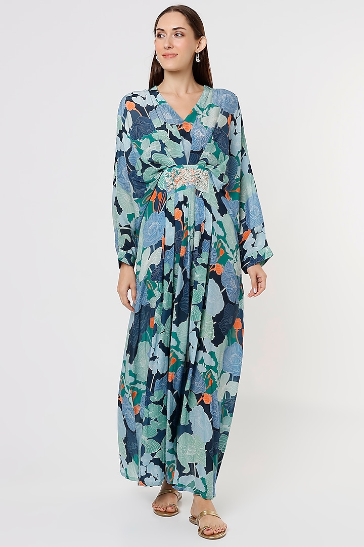Blue Printed Kaftan by Archana Shah at Pernia's Pop Up Shop