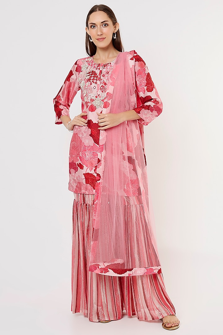 Multi-Colored Bemberg Crepe Sharara Set by Archana Shah at Pernia's Pop Up Shop