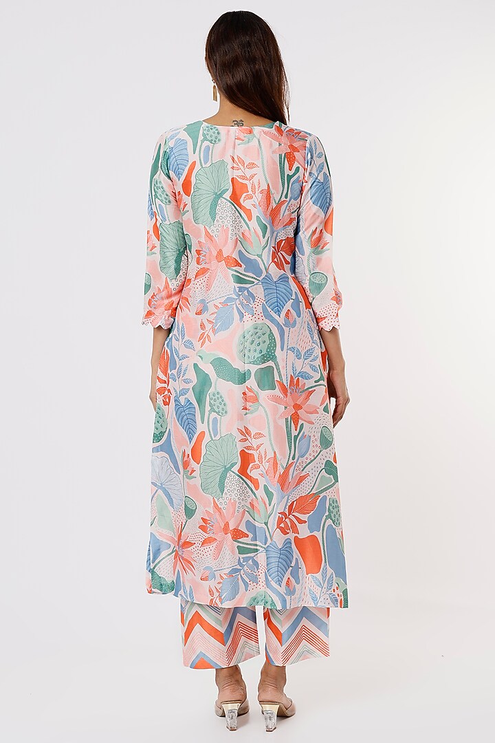 White Floral Printed Tunic Set by Archana Shah at Pernia's Pop Up Shop