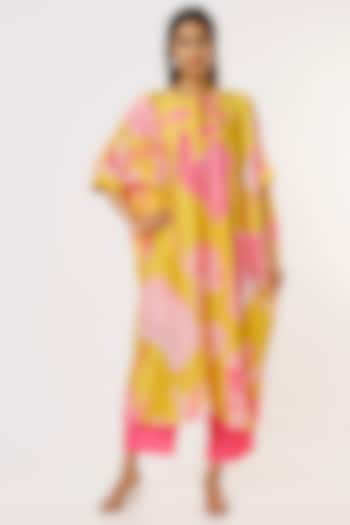 Pink Bemberg Silk Color-Blocked Pant Set by Archana Shah at Pernia's Pop Up Shop