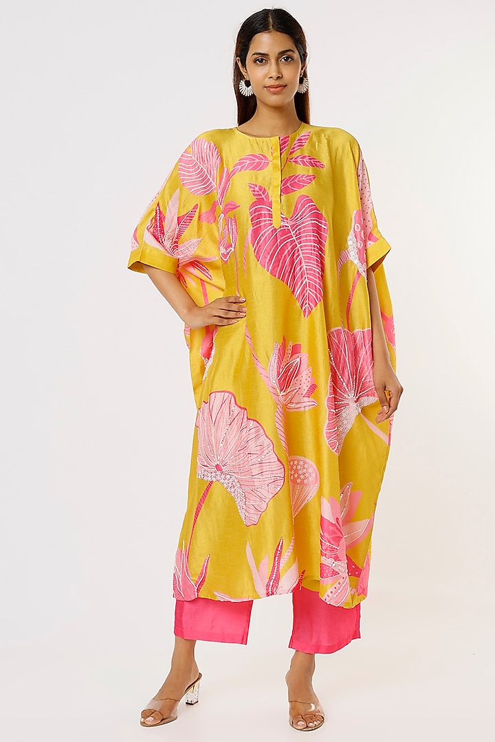 Pink Silk Pant Set by Archana Shah
