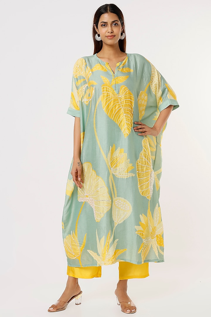Yellow Silk Pant Set by Archana Shah at Pernia's Pop Up Shop