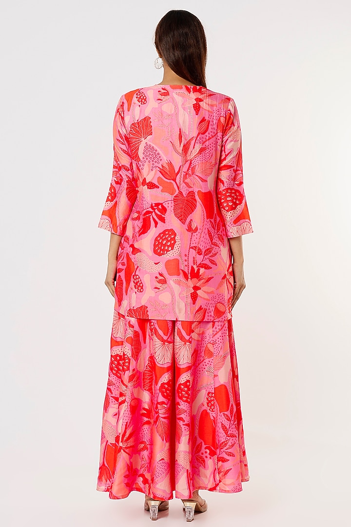 Pink Silk Printed Wedding Sharara Set by Archana Shah at Pernia's Pop Up Shop