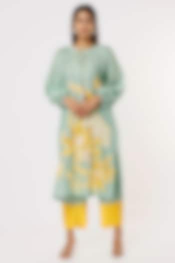 Sky Blue Silk Printed Tunic Set by Archana Shah at Pernia's Pop Up Shop