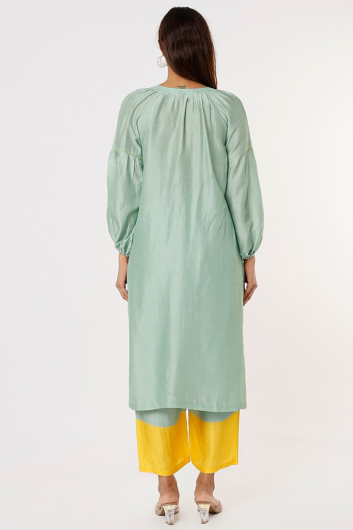 Sky Blue Silk Printed Tunic Set by Archana Shah at Pernia's Pop Up Shop