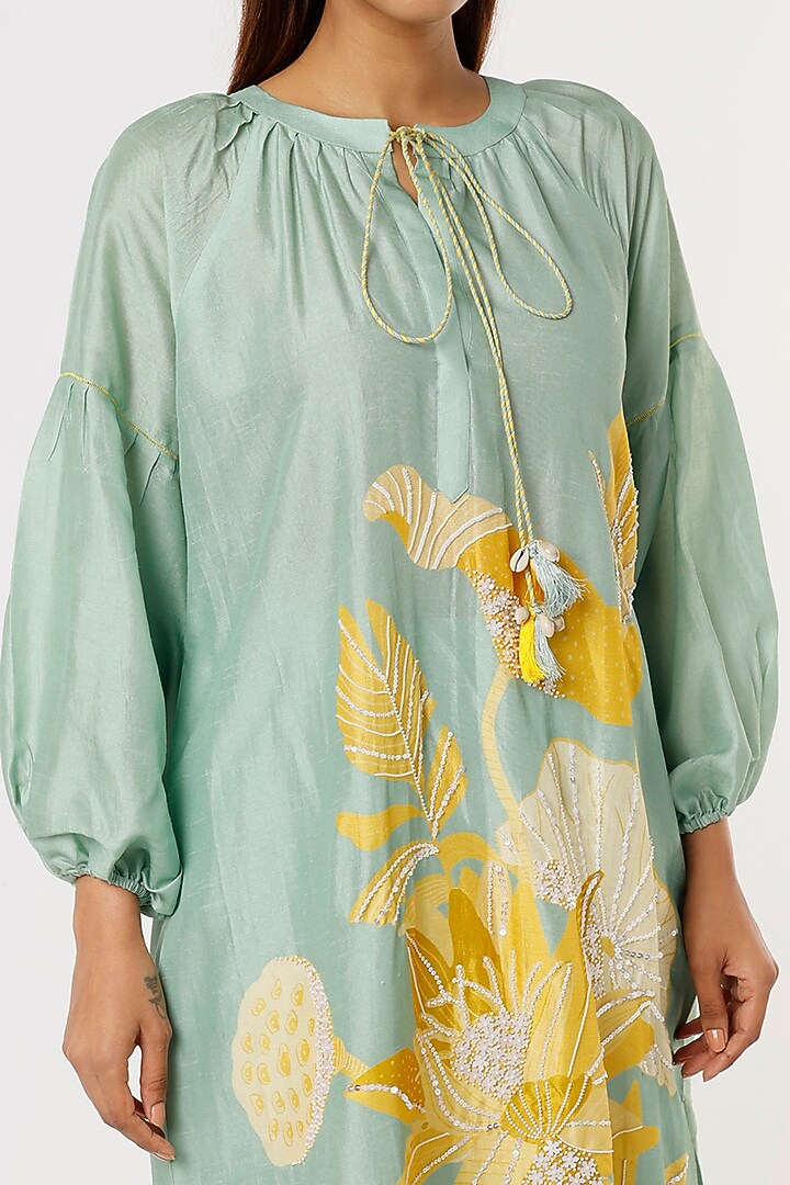 Sky Blue Silk Printed Tunic Set by Archana Shah at Pernia's Pop Up Shop