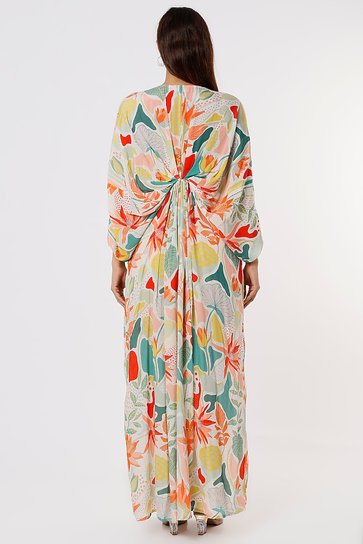 White Crepe Silk Printed Kaftan by Archana Shah at Pernia's Pop Up Shop