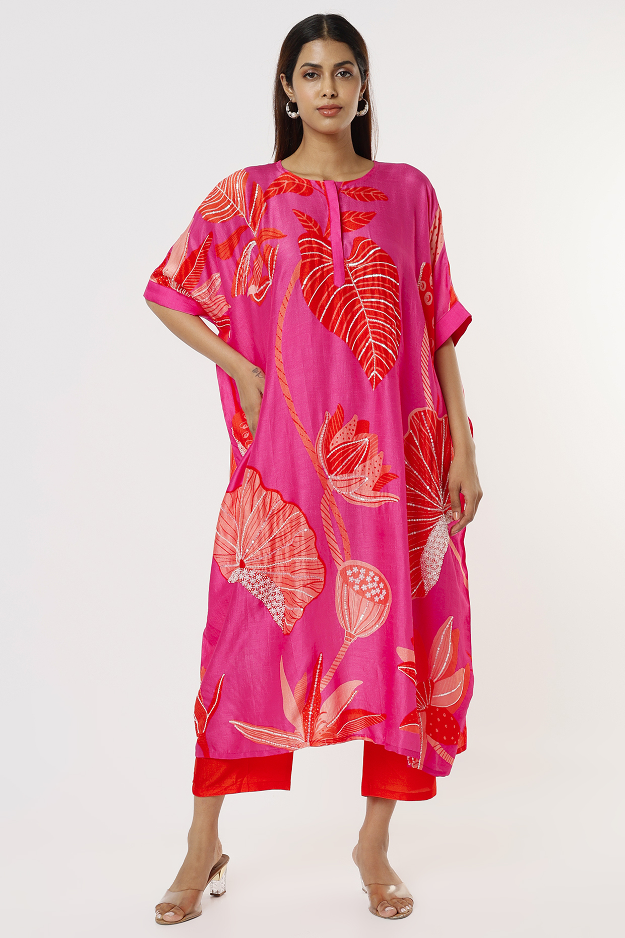 Fuchsia Bemberg Silk Pant Set by Archana Shah at Pernia's Pop Up Shop
