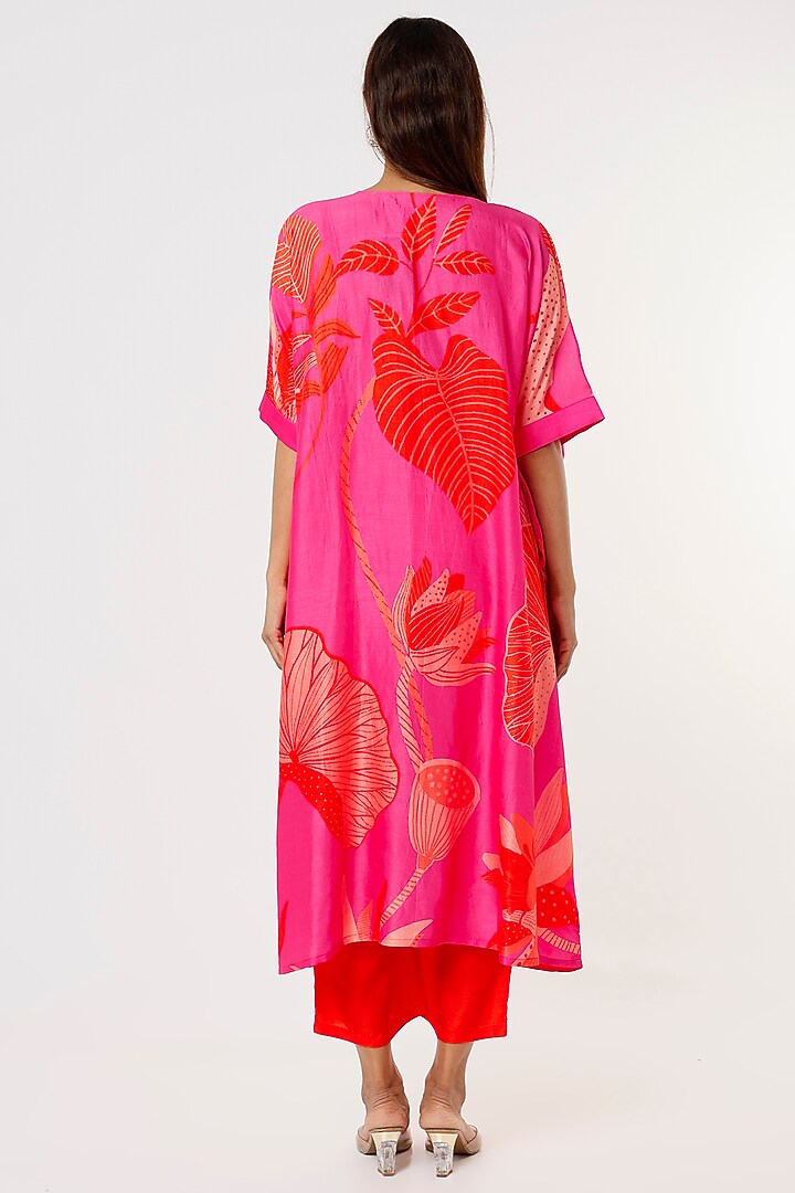 Fuchsia Bemberg Silk Pant Set by Archana Shah at Pernia's Pop Up Shop