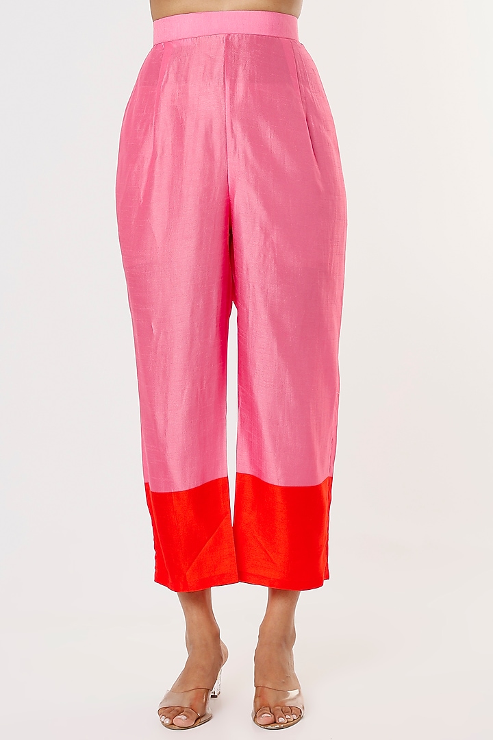 Fuchsia Bemberg Silk Pant Set by Archana Shah at Pernia's Pop Up Shop