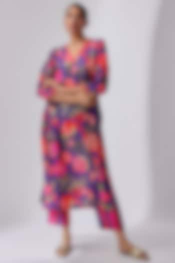 Purple Bemberg Silk Printed Kurta Set by Archana Shah at Pernia's Pop Up Shop