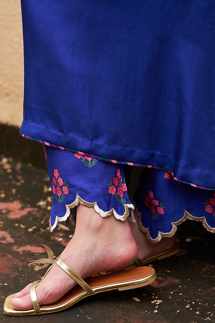 Royal Blue Silk Zardosi Work Kurta Set by Archana Shah at Pernia's Pop Up Shop