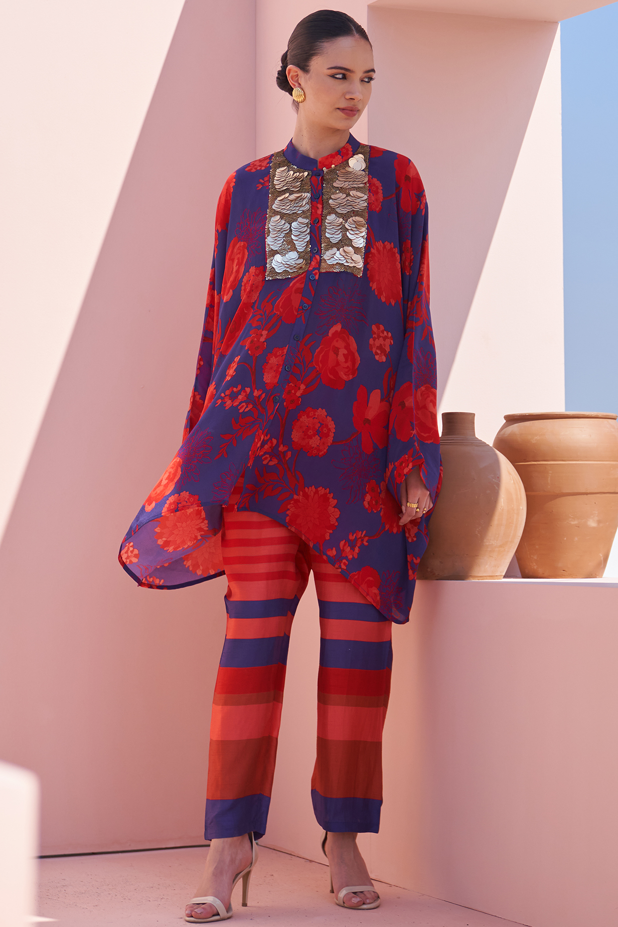 Purple Bemberg Crepe Printed Co-Ord Set by Archana Shah at Pernia's Pop Up Shop