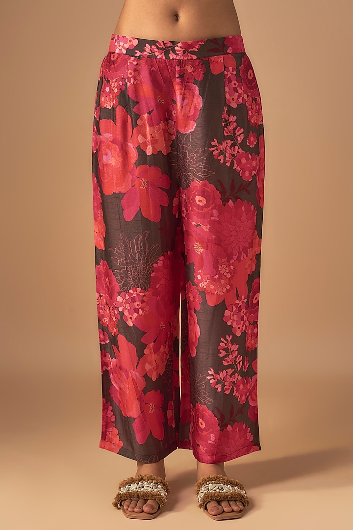 Brown Bemberg Crepe Sequins Embroidered Co-Ord Set by Archana Shah at Pernia's Pop Up Shop