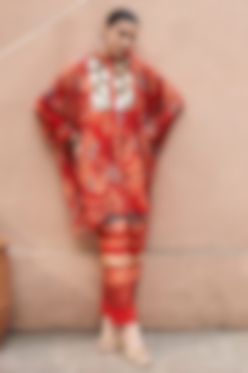 Red Silk Printed Pant Set by Archana Shah at Pernia's Pop Up Shop