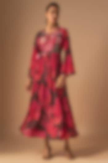 Brown Bemberg Crepe Zardosi Hand Embroidered Dress by Archana Shah at Pernia's Pop Up Shop